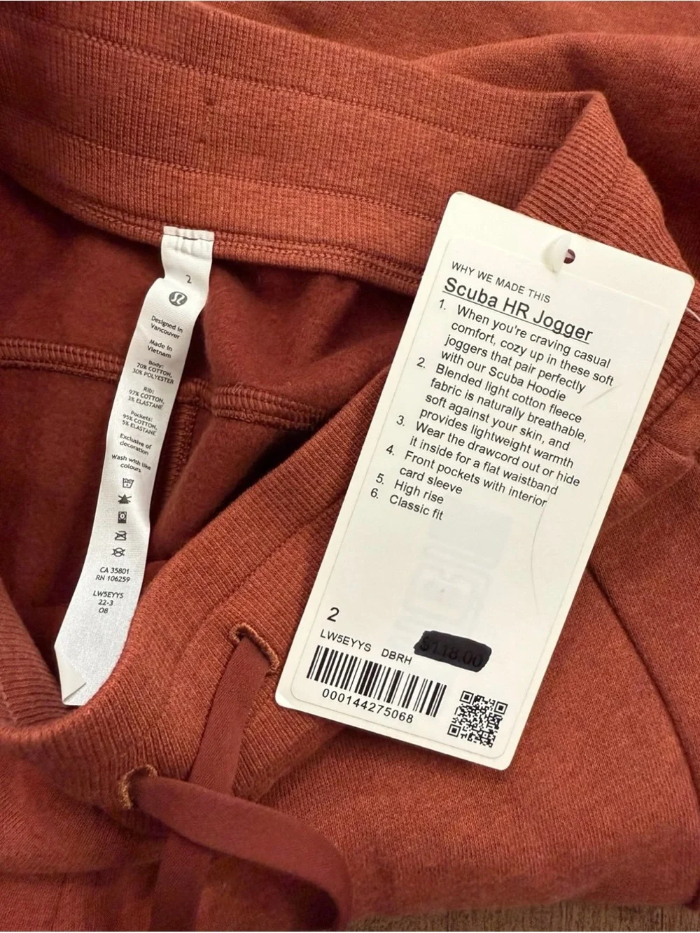 Lululemon Scubba HR Jogger LW5EYYS Colorway Burnt Orange DBRH Women's Sz 2